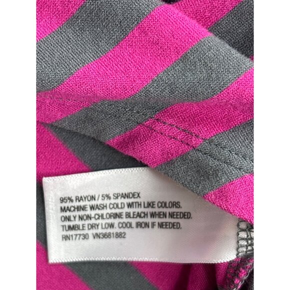 Merona Womens Pink Gray Striped A-Line T-Shirt Dress Size L Knee Length - Picture 4 of 5